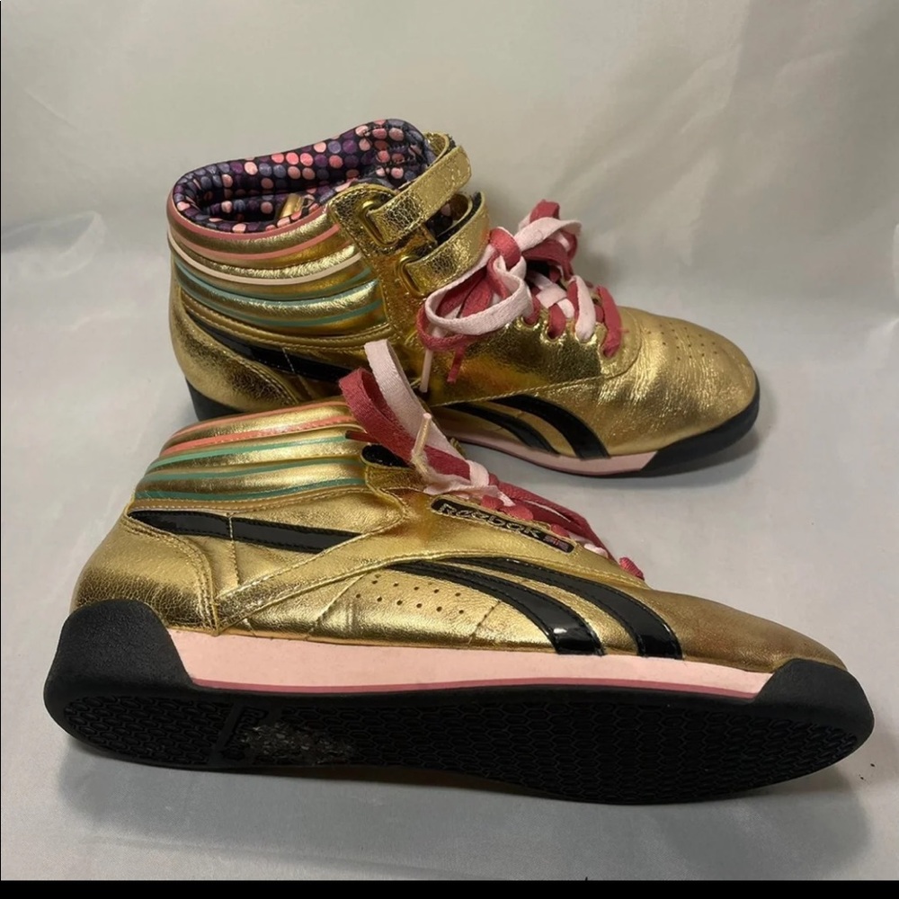 Vintage Reebok Gold Lamey Multi-Colored Laces with Double Velcro Straps